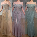 Serene Hill 2026 Mermaid Evening Gowns Pearl Beaded Tassel Formal Party Dresses for Wedding Guest DLA73148B Customized