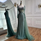 Serene Hill Nude Long Sleeves Beaded Evening Dresses with Skirt 2025 Party Gowns for Formal Occasion DLA72812 Customized