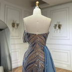 Serene Hill Blue Strapless Mermaid Beaded Evening Dresses with Skirt Formal Party Gwons for Women DLA72662 Customized