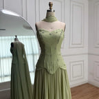 Elegante Verde Salvia   Abito da Sera a Linea A in Chiffon LA73073