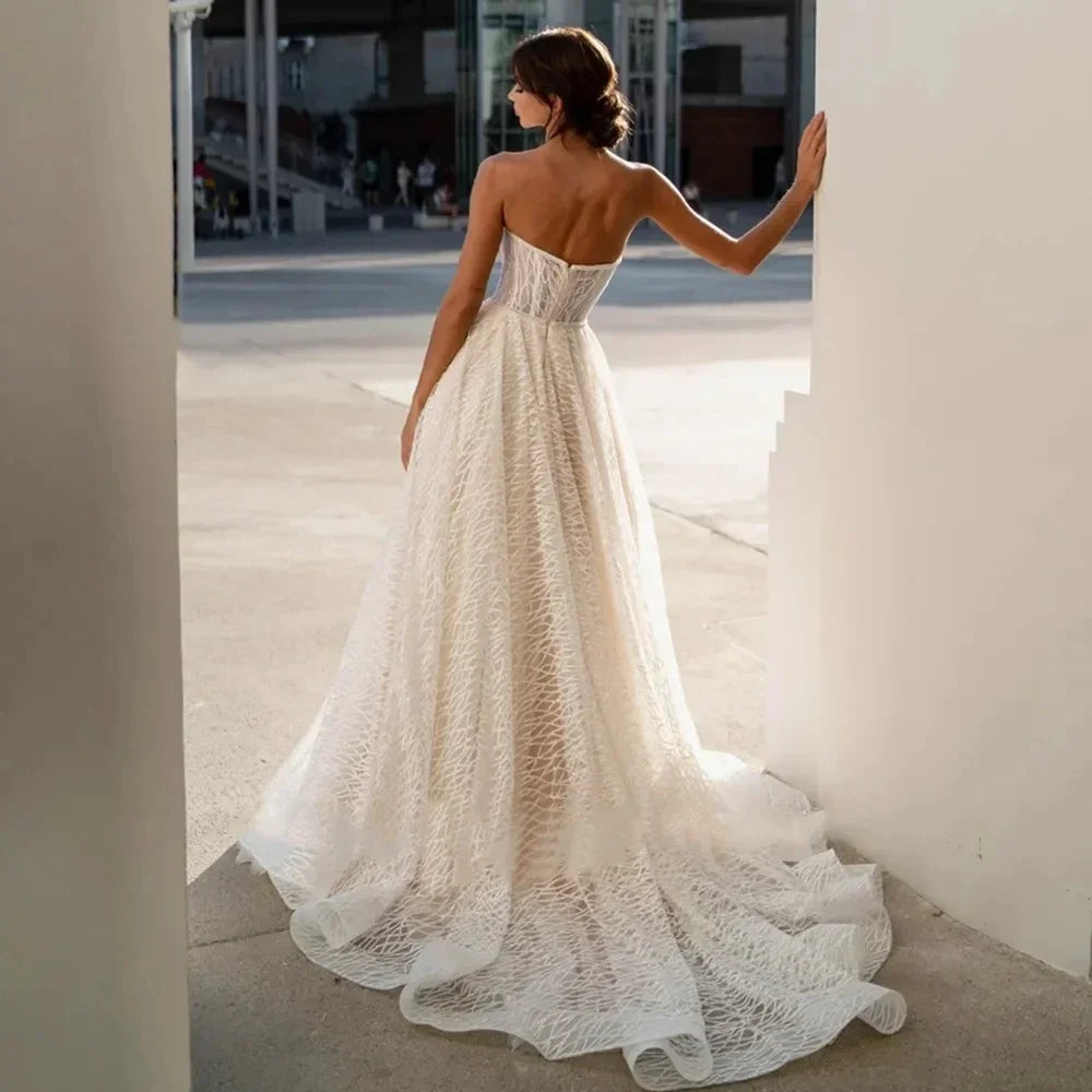 Lakshmigown Sparkle Sequins Wedding Dresses Backless Sleeveless Sexy Bridal Gowns A-Line Robes Vestidos De Novia  Customized