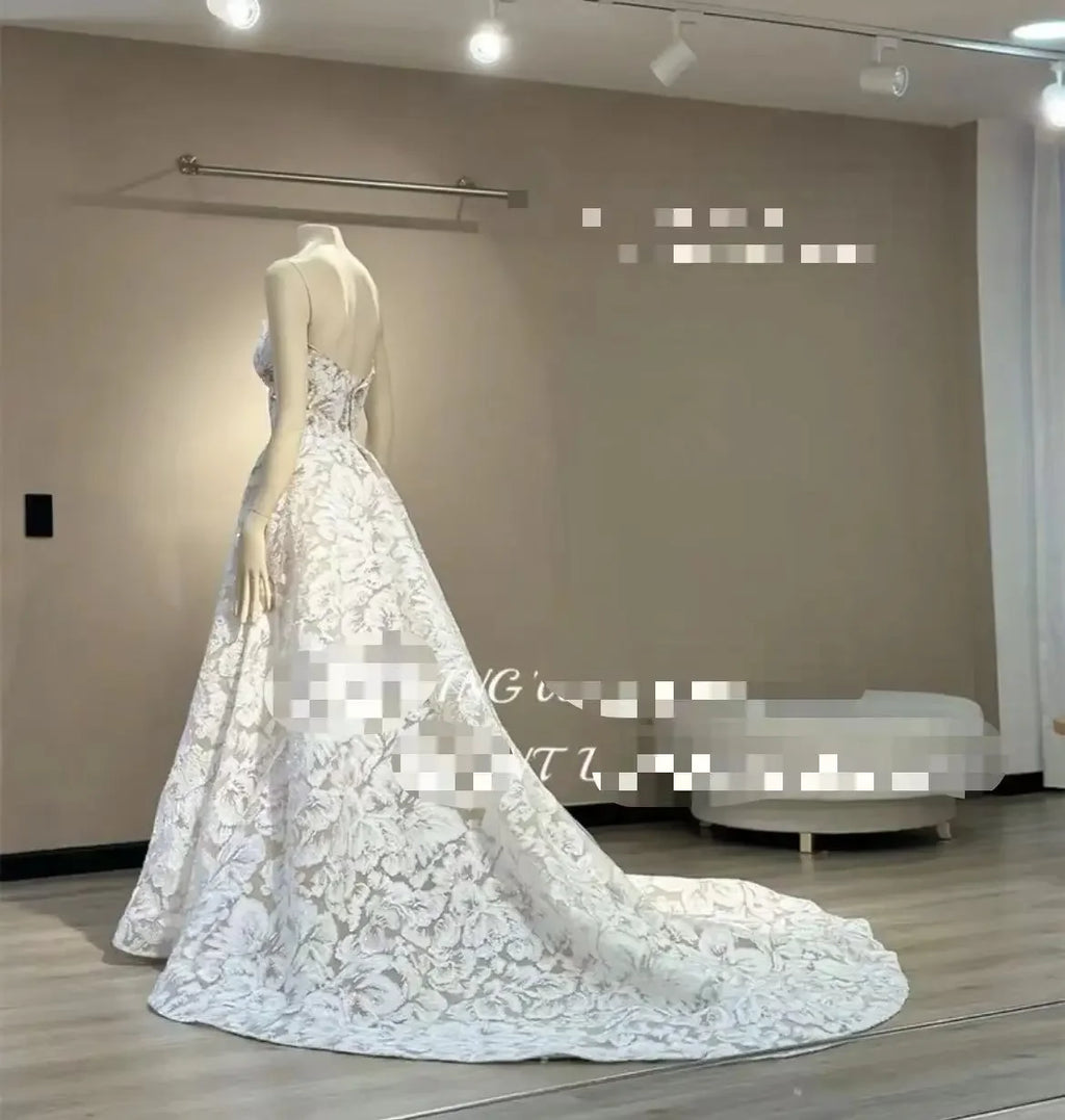 Lakshmigown Lace Sweetheart Bridal Gown Floor-Length Wedding Dress A-line Sparkly Wedding Dress Women Formal Gown Customized