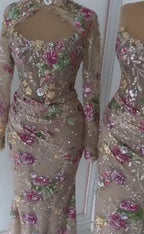 Serene Hill Mermaid Long Sleeves Evening Dress Flower Pattern Formal Wedding Party Gowns for Women 2026 DLA73552F Customized