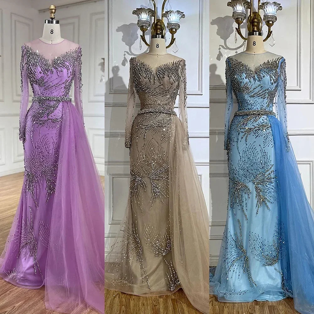 Serene Hill Caramel Mermaid Evening Dresses With Beaded Skirt And Lace-up Detail For Wedding Party 2025 DLA72376 Customized