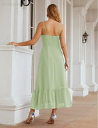 Numbersea Spaghetti-Träger Chiffon Brautjungfernkleid Knöchellänge Formell A-Linie Cocktail Party Homecoming-Kleid für Juniorinnen SEA28028