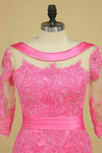 Satin Wasserfallausschnitt Halbarm mit Applikationen Kleider für die Brautmutter