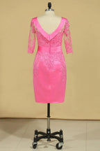 Satin Wasserfallausschnitt Halbarm mit Applikationen Kleider für die Brautmutter