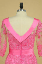 Satin Wasserfallausschnitt Halbarm mit Applikationen Kleider für die Brautmutter