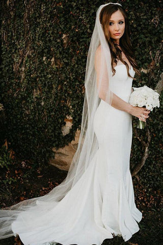 NumberSea Satin Meerjungfrau Sweetheart Strand Brautkleider, Schlichtes Brautkleid, MW648