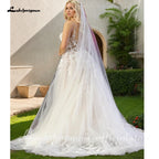 Lakshmigown Unlined Bodice FLowy A Line Tulle Wedding Dress With V Neck Bridal Gown Beach Bridal Gown Customized Robe De Mariee