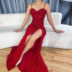 Abito da Sera Rosso Elegante con Spacco LA72998