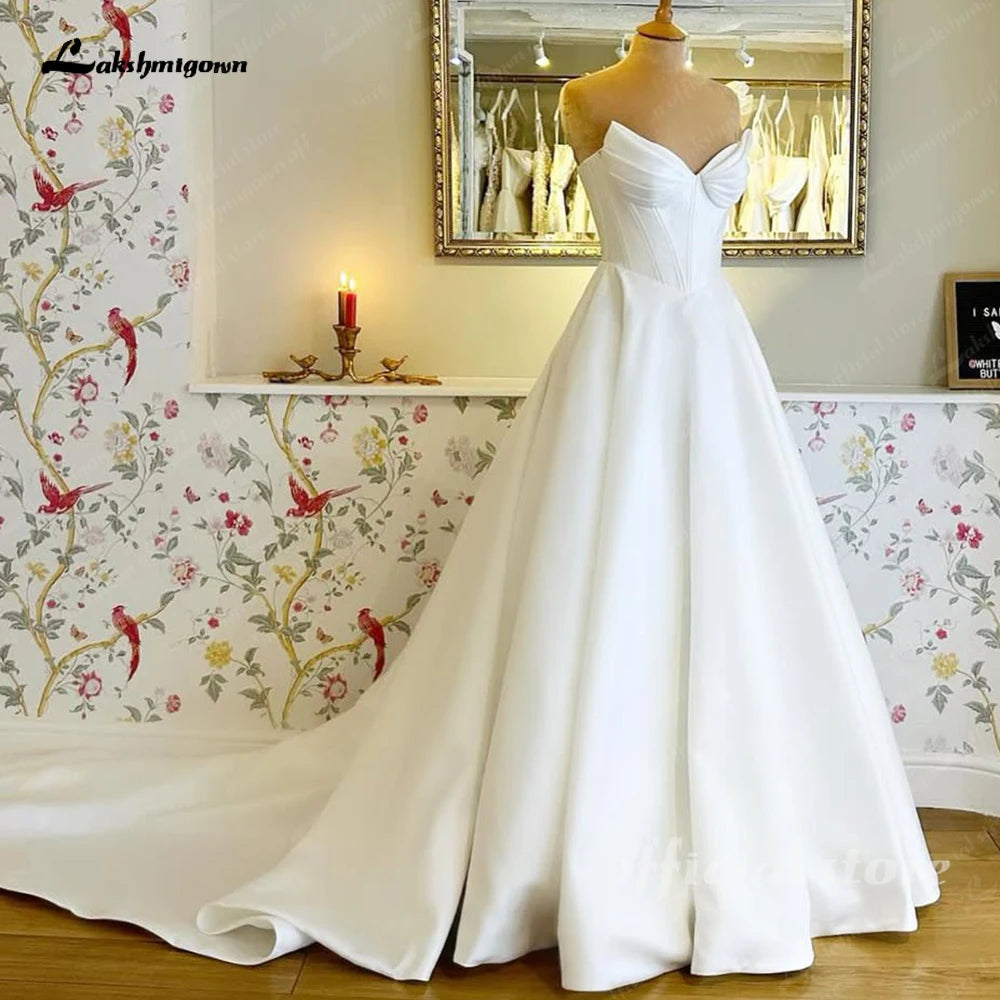 Lakshmigown Classic A Line Soft Satin Wedding Dresses 2026 Vestidos De Novia Beach Bridal Gowns Customized