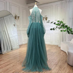Serene Hill Customized 2026 Turquoise Mermaid Overskirt Beaded Evening Dresses Elegant Party Gowns For Women Wedding DLA72298
