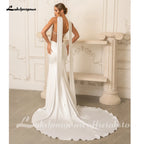 Lakshmigown Modern Illusion Back Mermaid Wedding Dress 2026 Beading Sexy Off The Shoulder Crepe Woman Bridal Dress Customized