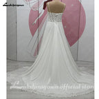Lakshmigown Sweetheart A Line Wedding Dress Chiffon Spaghetti Straps Sweep Train Wedding Gown Customized Vestido De Noche