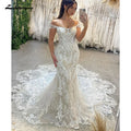Lakshmigown Princess Lace Appliques Mermaid Wedding Gown for Women Customized Off the Shoulder Wedding Dress Vestido de Boda