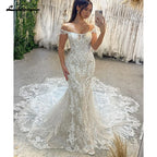 Lakshmigown Princess Lace Appliques Mermaid Wedding Gown for Women Customized Off the Shoulder Wedding Dress Vestido de Boda