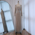 Elegant Beaded Pearl Mermaid Evening Dress with Long Sleeves for Wedding Occasion Serene Hill 2025 Customized DLA72919A