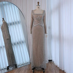 Elegant Beaded Pearl Mermaid Evening Dress with Long Sleeves for Wedding Occasion Serene Hill 2025 Customized DLA72919A