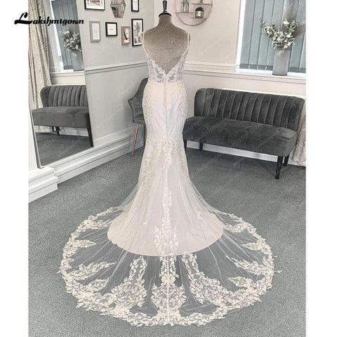 Vestido de noiva para mulher NumberSea, sereia, sexy, em cetim macio, com renda, 2025, Vedtidos de Noiva, alças finas 