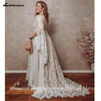 Lakshmigown Bohemian Boho Wedding Dress Lace Chiffon Long Sleeve Open Back V Neck Plus Size Vestidos De Novia Customized