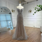 Serene Hill 2026 Pink Strapless Mermaid Luxury Beaded Evening Dresses with Cape Formal Party Gowns Customized DLA73411