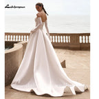 Lakshmigown Strapless Lace Wedding Dresses A Line Satin Court Train Off The Shoulder Brida Vestido De Novia Boda Customized