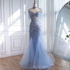Serene Hill Nude Luxury Beaded Evening Dress with Tassel Wedding Party Gowns for Women DLA72897B Customized