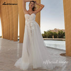 Lakshmigown Modest Sweetheart Wedding Dress with Slit 2026 New 3D Lace Appliques Tiered Wedding Gowns Vestido Customized