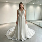 Lakshmigown Plus Size Wedding Dress A Line V Neck Tank Lace Appliques Chiffon Wedding Party Gowns Bride Gown Customized