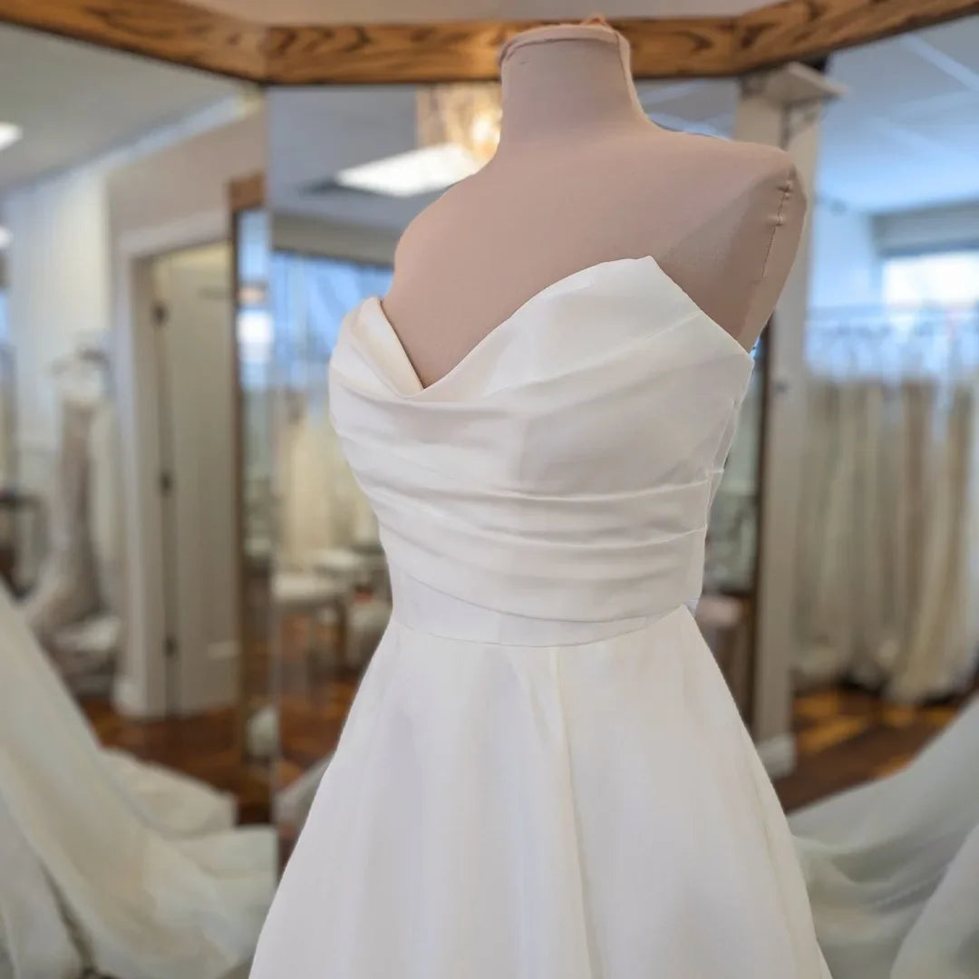 Lakshmigown Soft Organza Satin Wedding Dresses V Neck Customized Vestidos Elegant Long Beach Bridal Gowns Customized