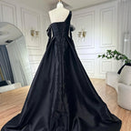 Serene Hill 2025 Elegant Black One-Shoulder A Line Beaded Evening Dresses Gowns with Sleeveless For Party DLA72741 Customized