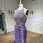 Serene Hill Customized 2025 Lilac Halter Side Slit Mermaid Evening Gown Wedding Party Bridesmaid Dress for Women DLA72668