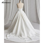 Lakshmigown Off The Shoulder Crepe Satin A-Line Bridal Gowns For Formal Party Floor Length Wedding Dress Vestidos Customized