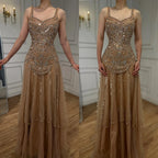 Serene Hill Customized 2026 Nude A-line Beaded Evening Dresses Luxury Party Gowns for Women DLA73189