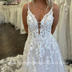 Lakshmigown Luxury Beading Lace Boho Wedding Dress Spaghetti Straps Rincess Bridal A Line Beach Summer Wedding Gown Customized
