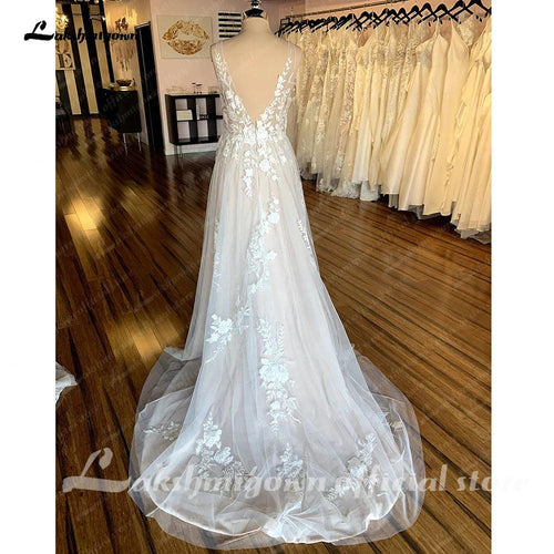 NumberSea Robe Civil Boho Pizzo Floreale Abito da Sposa Senza Schienale da Spiaggia per Donna 2025 Vestito da Sposa Hochzeitskleid