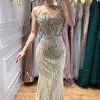 Serene Hill 2026 Nude Corset Mermaid Crystal Beaded Evening Dress 2026 Wedding Party Formal Gowns for Women DLA73661 Customized