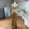 Serene Hill Silver Mermaid Gold Evening Gowns Luxury Beaded Tassel Spaghetti Strap Party Dresses For Women DLA72280 Customized