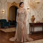 Serene Hill Mermaid Beaded Formal Wedding Party Gowns with High Split Celebrity Evening Dress for Women Customized DLA70301L