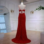 Abito da Sera Rosso Elegante con Spacco LA72998