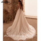 Lakshmigown Vintage Lace Wedding Dress Sleeveless A Line V Neck Appliques Bride Dresses Customized Classic Style Wedding Gown