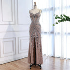 Abito da Sera Sirena Lusso Color Carne con Corsetto Ricamato a Perline LA72803A