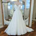Lakshmigown Soft Organza Satin Wedding Dresses V Neck Customized Vestidos Elegant Long Beach Bridal Gowns Customized