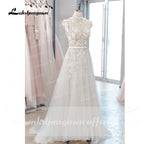 Lakshmigown Bohemian Wedding Dress Vintage Lace Beaded High Neck Tulle Bridal Sexy Wedding Gowns Vestidos Noivas