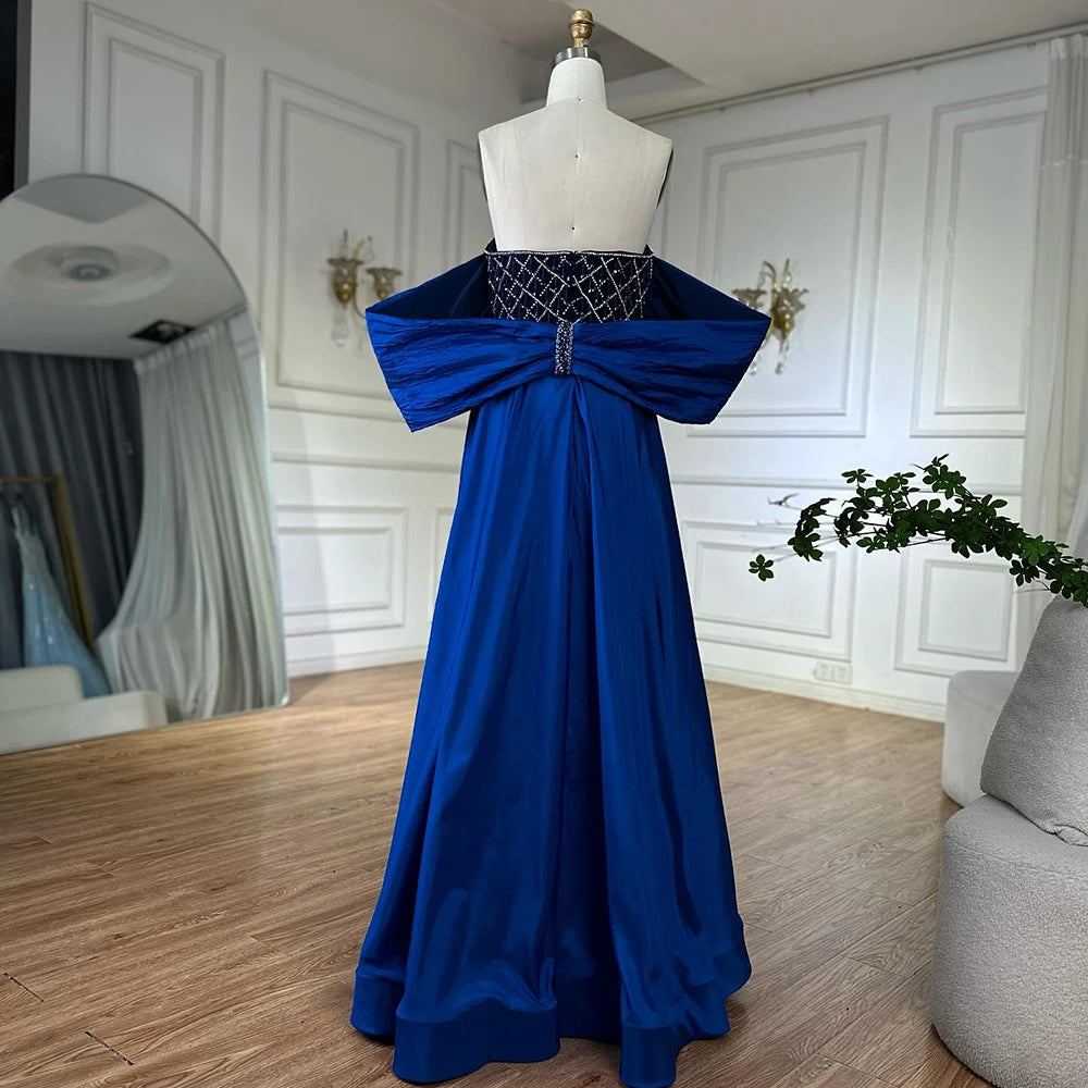 Serene Hill Nude Strapless Off Shoulder Mermaid Overskirt Evening Dress Beaded Party Gowns for Women 2025 Customized DLA72819