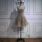 Serene Hill Elegant Nude Short Evening Dress A-Line Mini Crystal Cocktail for Women 2025 DLA72983 Customized