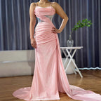 Vestido de Baile Elegante com Brilhos Cor-de-Rosa e Fenda LA72997