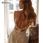 Lakshmigown Sexy Wedding Dresses Illusion Bride Gowns Appliques Floor Length Vestido Customized