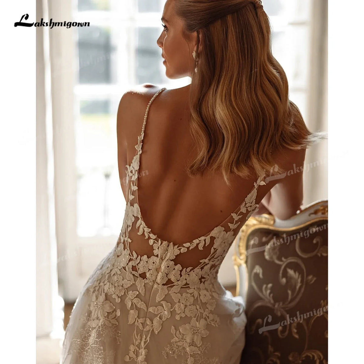 Lakshmigown Sexy Wedding Dresses Illusion Bride Gowns Appliques Floor Length Vestido Customized